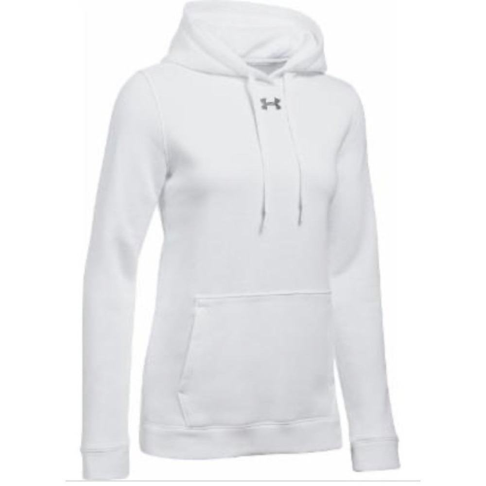Under Armour Hustle Fleece Hoodie Womens XS White New NWT 1300261 Pullover